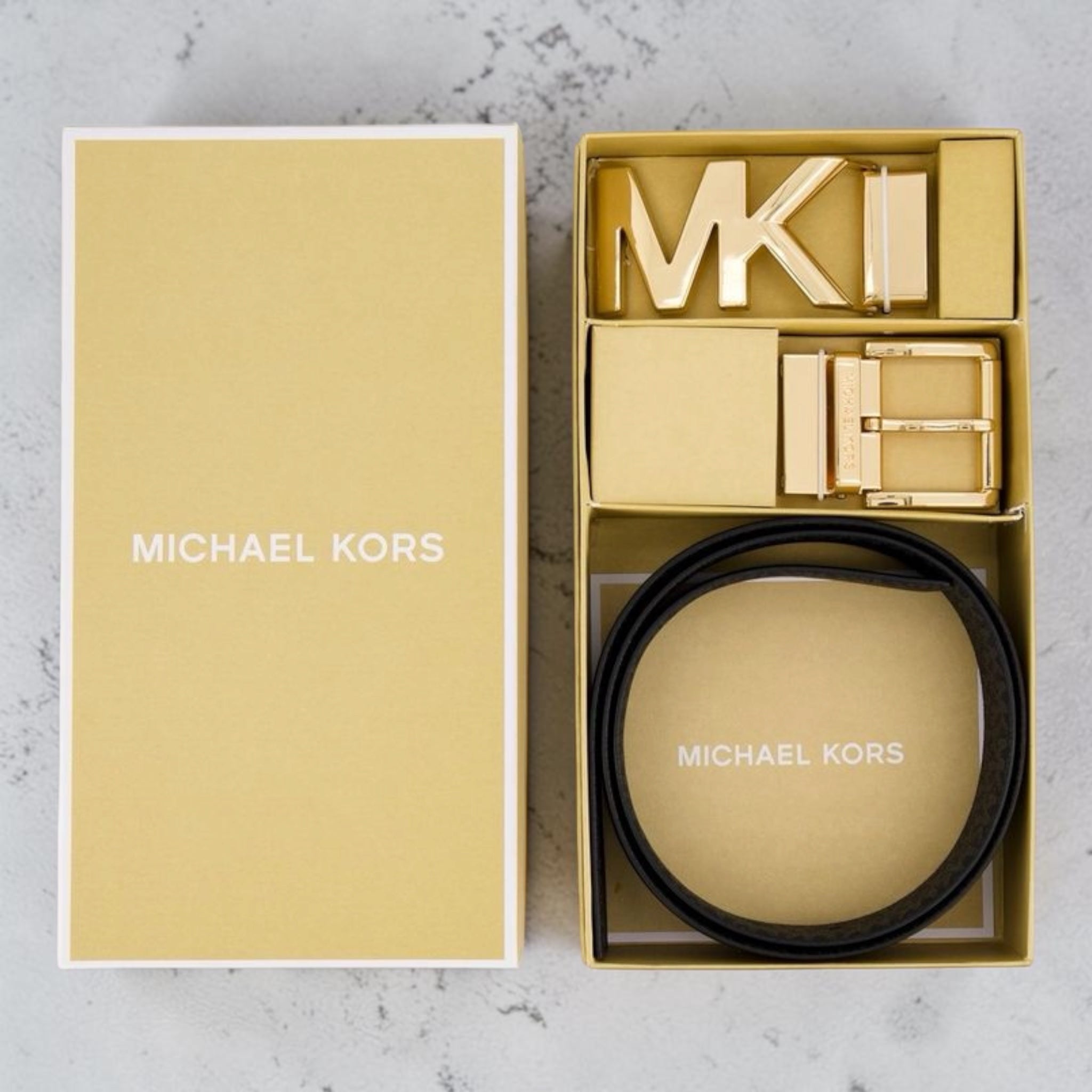 Wende-Gürtel-Geschenkset Twist – Brown/Luggage – Michael Kors