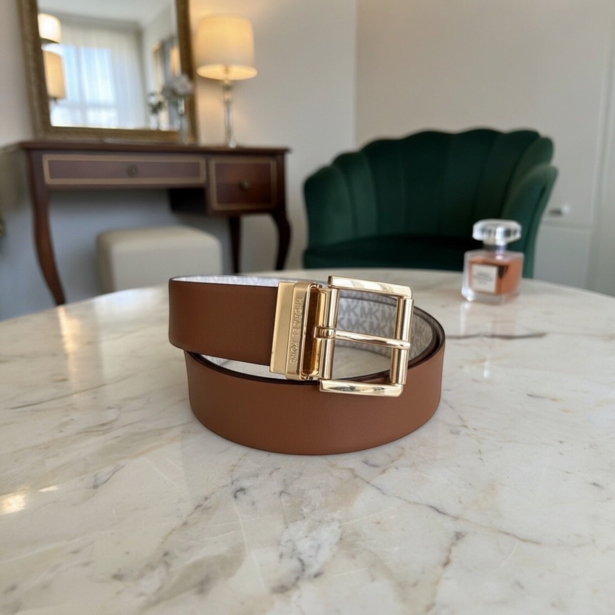 Coffret Cinturón Reversible Twist - Logo de vainilla blanca/Equipaje - Michael Kors