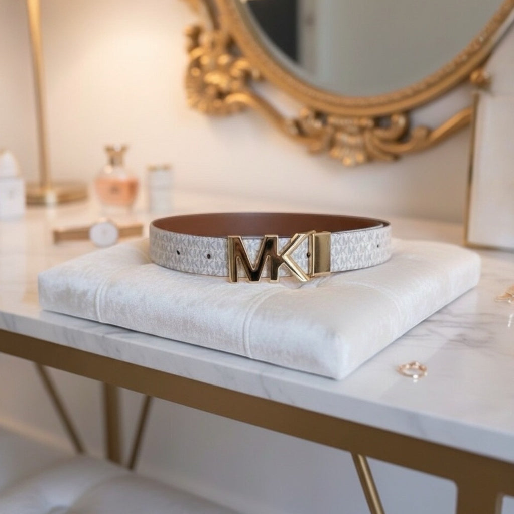 Coffret Cinturón Reversible Twist - Logo de vainilla blanca/Equipaje - Michael Kors