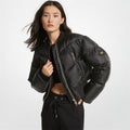 Gesteppte Chevron-Bomberjacke aus gewachstem Satin – Schwarz – Michael Kors