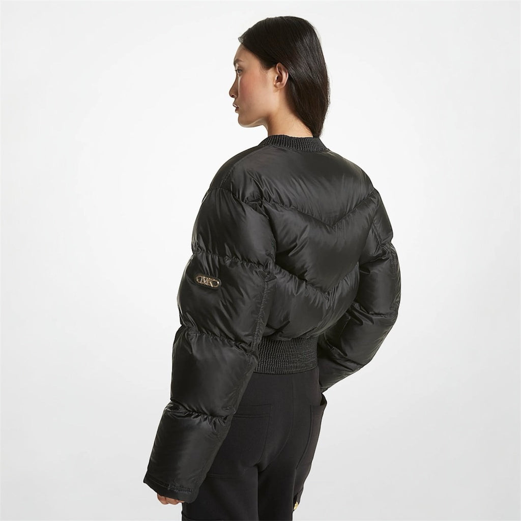 Gesteppte Chevron-Bomberjacke aus gewachstem Satin – Schwarz – Michael Kors