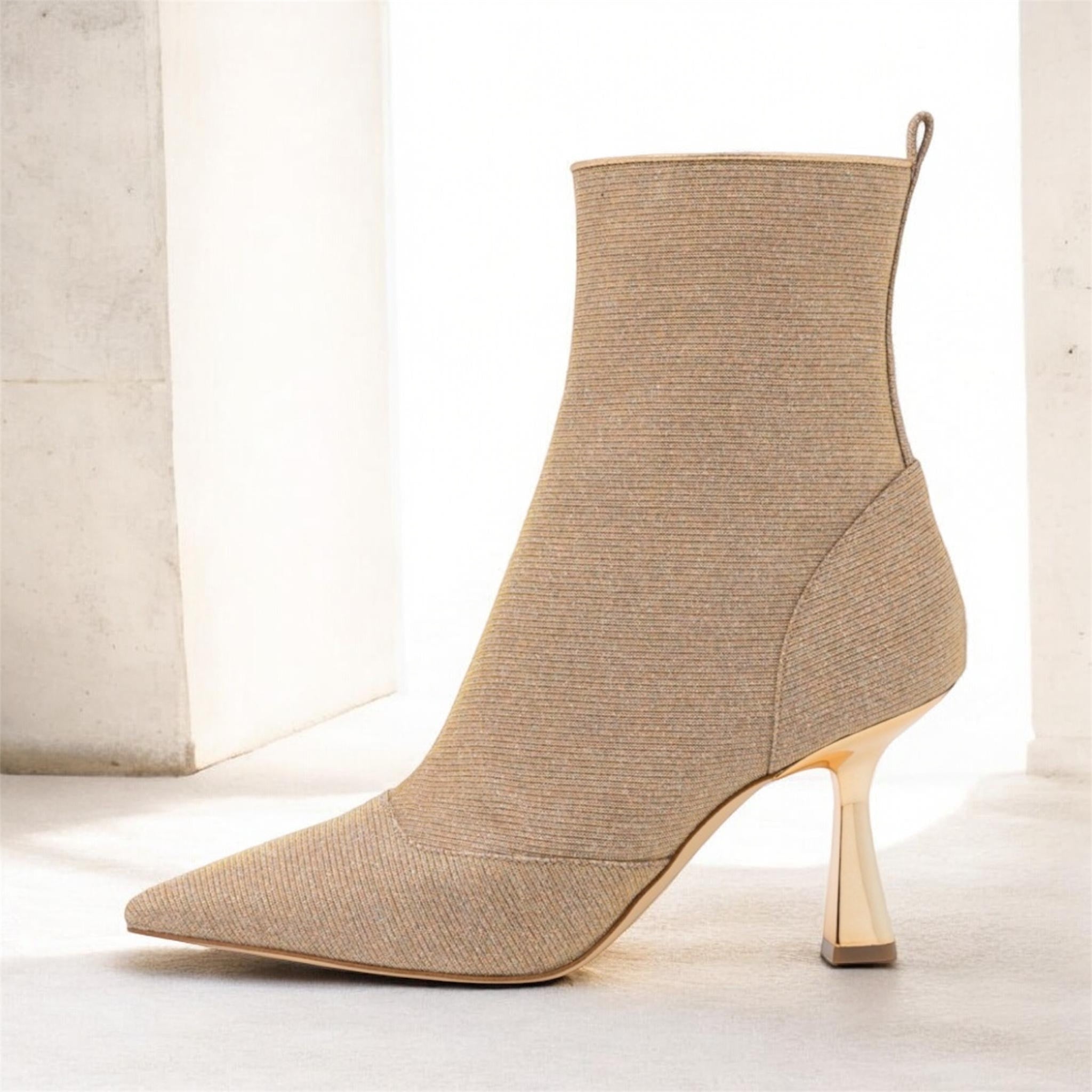 Botín Clara Mid Bootie Brillante Cadena Malla - Dorado - Michael Kors