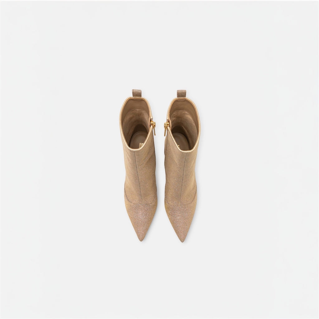 Botín Clara Mid Bootie Brillante Cadena Malla - Dorado - Michael Kors