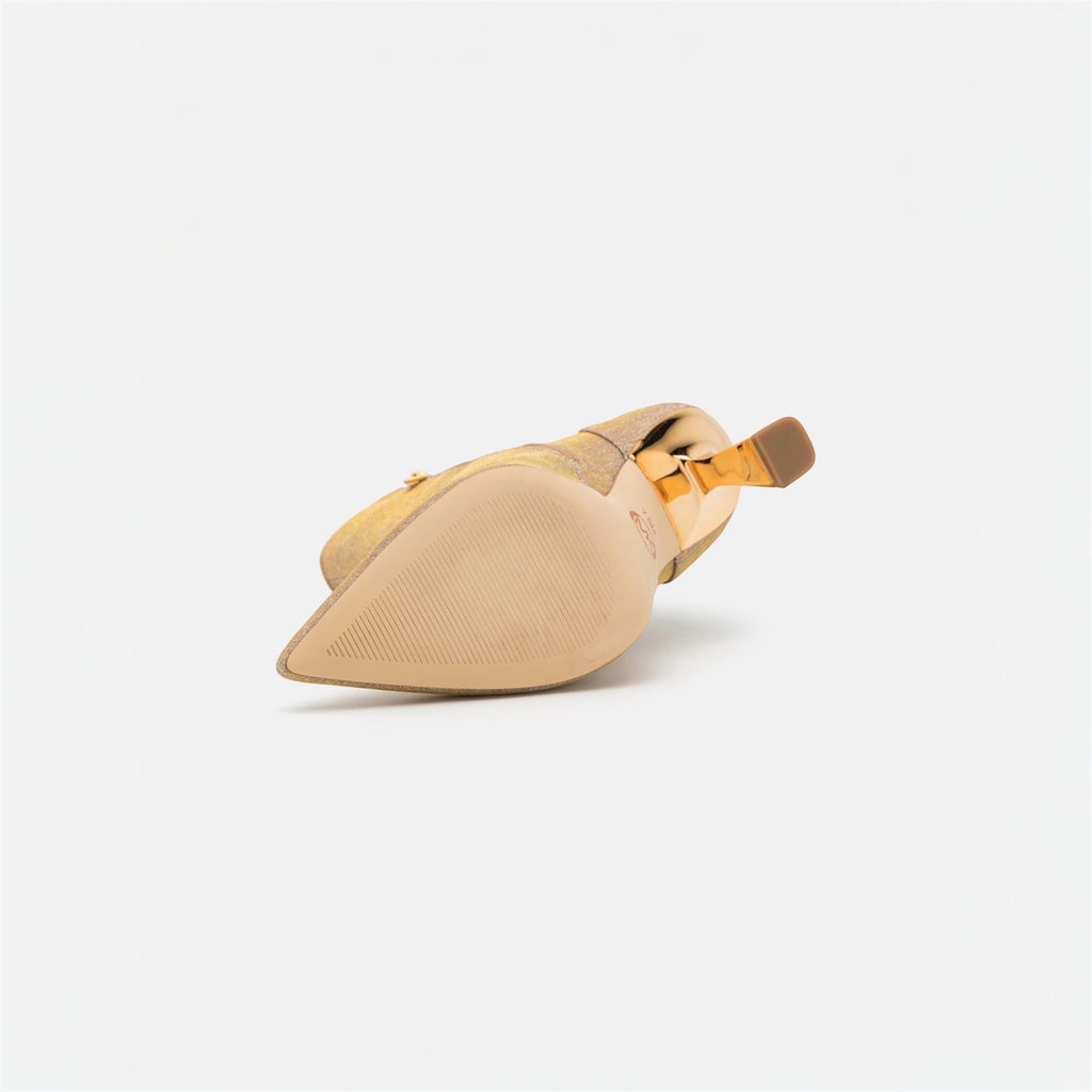 Botín Clara Mid Bootie Brillante Cadena Malla - Dorado - Michael Kors