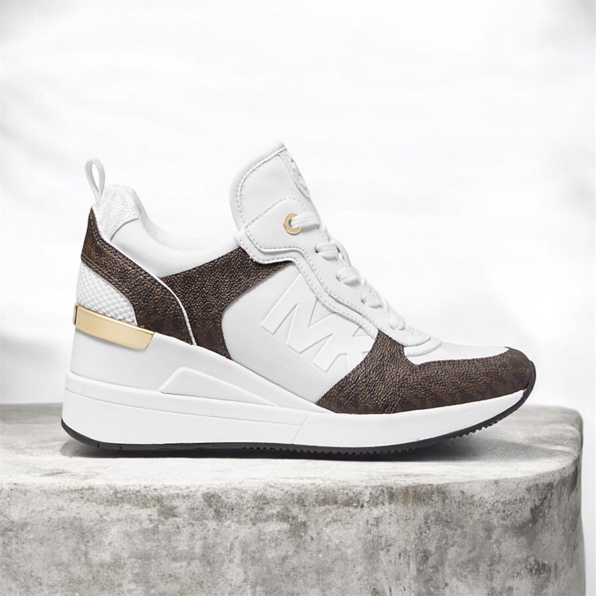 Zapatillas Crista Trainer MK Print - Blanco Opaco/Marrón - Michael Kors